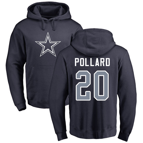 Men Dallas Cowboys Navy Blue Tony Pollard Name and Number Logo #20 Pullover NFL Hoodie Sweatshirts->nfl t-shirts->Sports Accessory